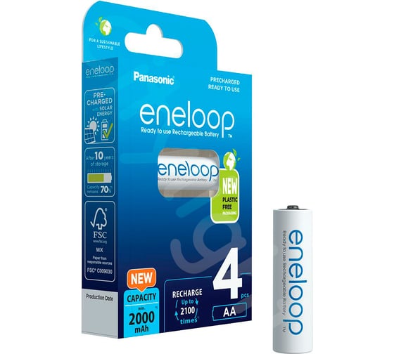 Аккумулятор Panasonic eneloop BK-3MCDE/4BE 2000mAh AA R6 BL4 УТ-00000797 1