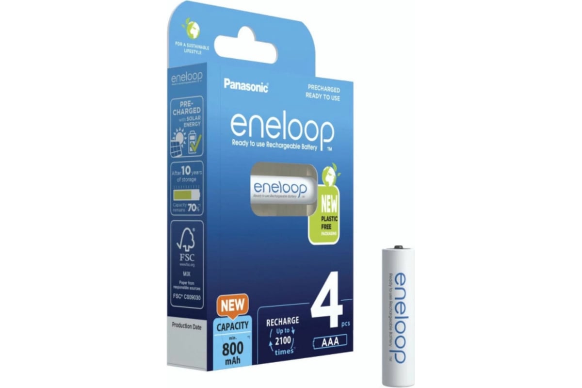 Аккумуляторы Eneloop BK-4MCDE/4BE AAA 800 4шт