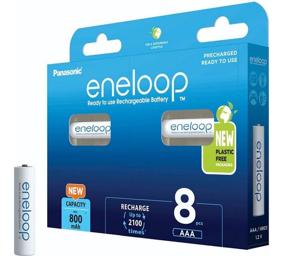 Аккумулятор Panasonic eneloop BK-4MCDE/8BE 800mAh AAA R03 BL8 УТ-00000801 23882877