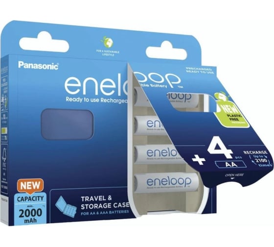Аккумулятор Panasonic eneloop BK-3MCDEC4BE 2000mAh AA R6 +футляр BL4 УТ-00000799