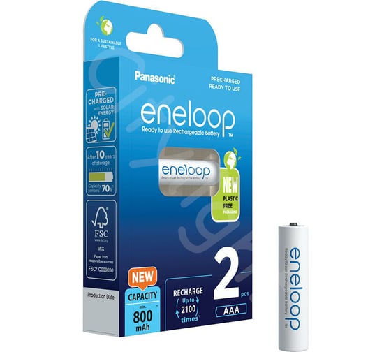 Аккумулятор Panasonic eneloop BK-4MCDE/2BE 800mAh AAA R03 BL2 УТ-00000811 24973509