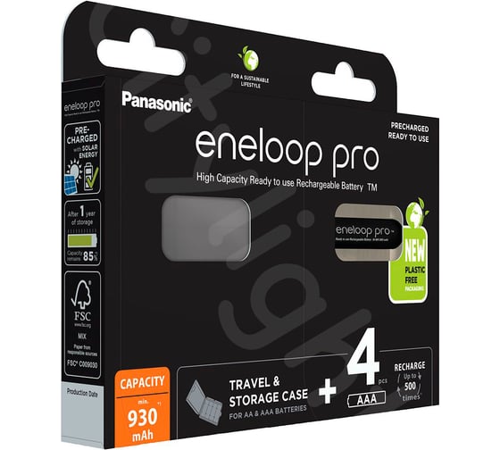 Аккумулятор Panasonic eneloop pro BK-4HCDEC4BE 930mAh ААА R03 +футляр BL4 УТ-00000701 24973503