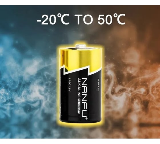 Батарейка NANFU alkaline d 2шт./бл 6901826017804 LR20 2B