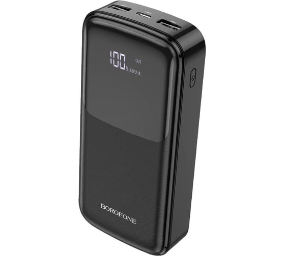 Внешний аккумулятор Borofone bj17a mike power bank, 2.1а (20000mah), черный 867611 1