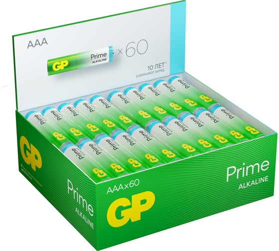 Алкалиновые мизинчиковые батарейки GP АAА Prime Alkaline, набор 60 шт. ( 24APA21-B60) 26074319