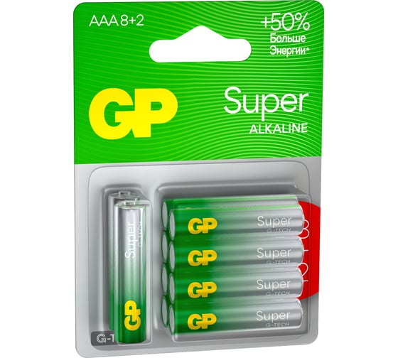 Алкалиновые батарейки GP super alkaline 24а аaа - 10 шт. на блистере GP 24A8/2-2CR10