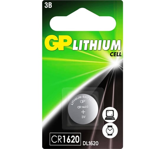 Литиевая дисковая батарейка GP lithium cr1620 - 1 шт. в блистере CR1620-7C1 26074457