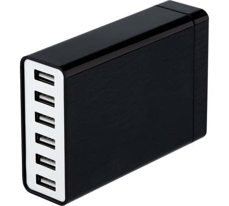 Сетевое зарядное устройство REXANT 6хusb, 1000ma, черное 16-0287