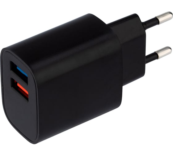 Сетевое зарядное устройство REXANT 2 x usb, 5v, 2.4 a, черное 16-0283