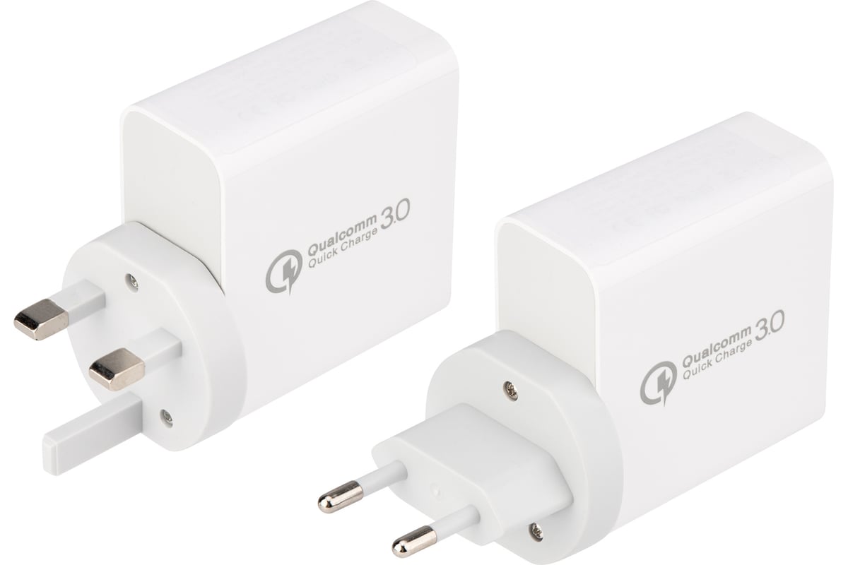 Сетевое зарядное устройство REXANT 2xUSB+USB Type-С, переходник + адаптер, 48W белое