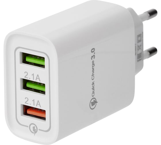 Сетевое зарядное устройство REXANT для iphone/ipad 3 x usb, 5v, 3 а + 1 а + 1 а, белое 16-0277