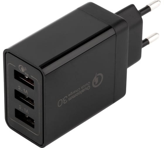 Сетевое зарядное устройство REXANT-переходник 3xusb адаптер, 30w черное 18-2215