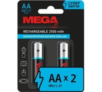 Аккумулятор ProMega aa 2500 мач, nimh, 2 штуки в упаковке 1420754