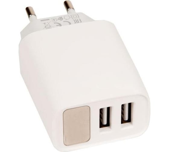 Зарядное устройство Hoco c86a led экран, кабель micro usb, два порта usb, 5v, 2.4а, белый 917160
