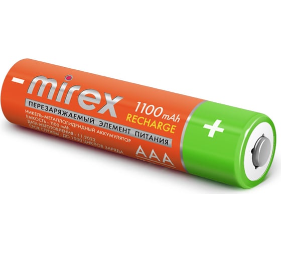Аккумулятор Mirex ni-mh hr03/aaa 1100mah 1,2v 2 шт, блистер 23702-HR03-11-E2