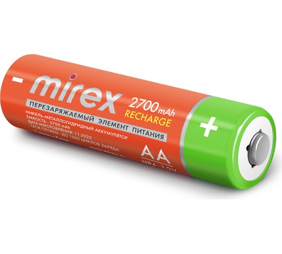 Аккумулятор Mirex ni-mh hr6/aa 2700mah 1,2v 4 шт 23702-HR6-27-E4