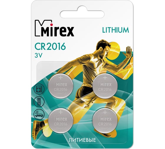 Литиевая батарея Mirex cr2016 3v 4 шт 23702-CR2016-E4
