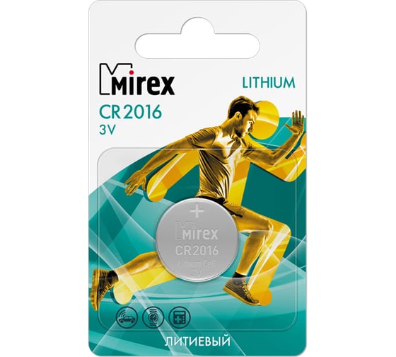 Литиевая батарея Mirex cr2016 3v 1 шт 23702-CR2016-E1
