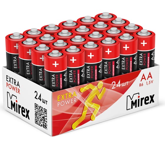 Солевая батарея Mirex r6/aa 1,5v 24 шт showbox 23702-ER6-B24