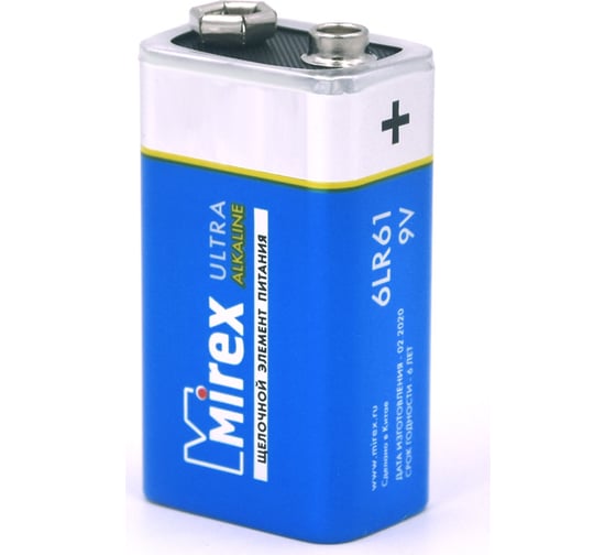 Щелочная батарея Mirex 6lr61/крона 9v 1 шт shrink 23702-6LR6-S1
