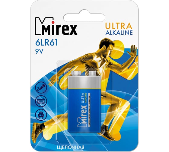 Щелочная батарея Mirex 6lr61/крона 9v 1 шт 23702-6LR6-E1