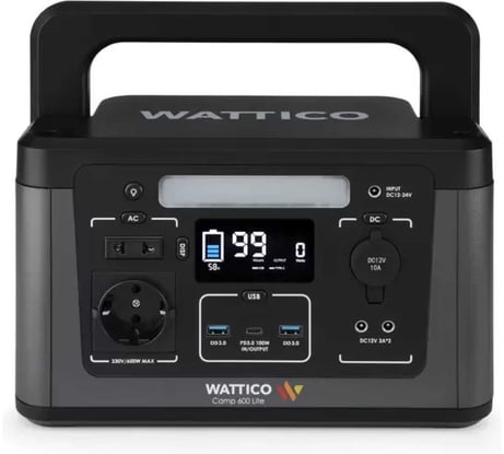 Портативная зарядная станция WATTICO Camp 600 PRO. 600W, 124000mAh 00-00000016