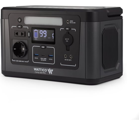 Портативная зарядная станция WATTICO Camp 600 PRO. 600W, 124000mAh 00-00000016