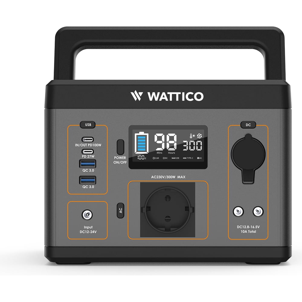 Портативная зарядная станция WATTICO Camp 300 PRO 300W, 78000mAh  00-00000053 - выгодная цена, отзывы, характеристики, фото - купить в Москве  и РФ