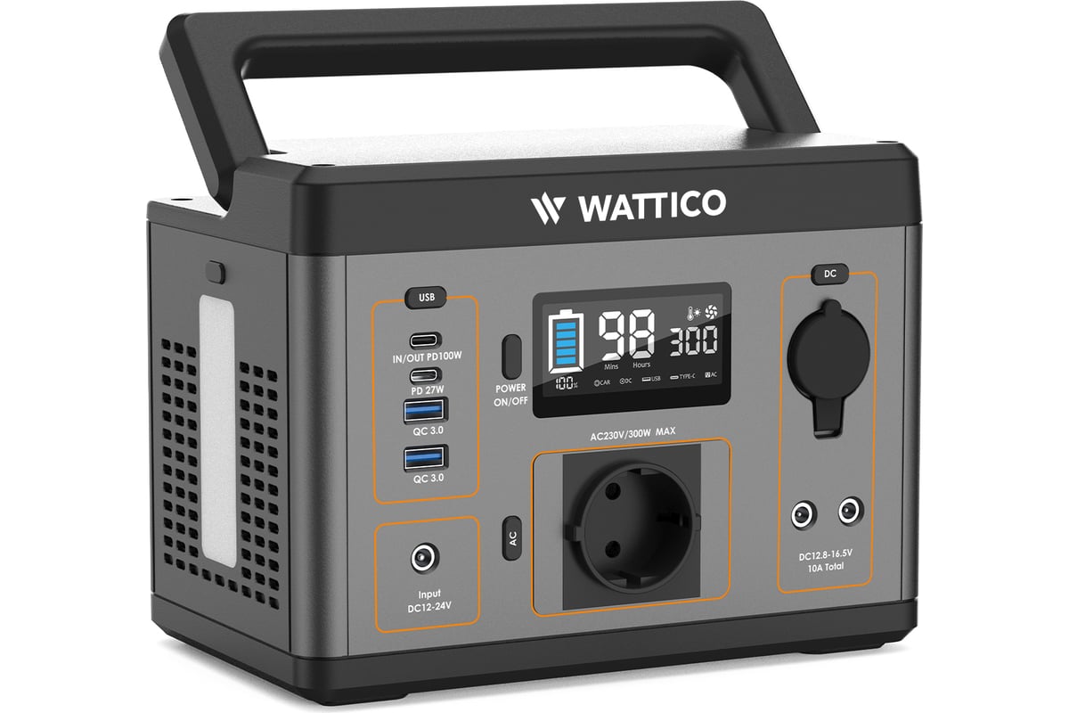 Портативная зарядная станция WATTICO Camp 300 PRO 300W, 78000mAh 00-00000053