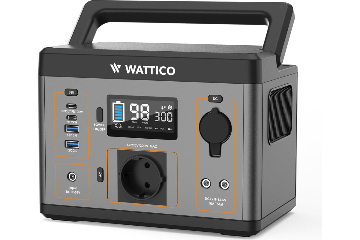 Портативная зарядная станция WATTICO Camp 300 PRO 300W, 78000mAh 00-00000053