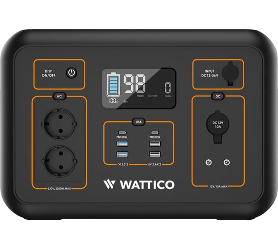 Портативная зарядная станция WATTICO Home 2200 PRO 2200W, 2132 Вт/ч 00-00000017