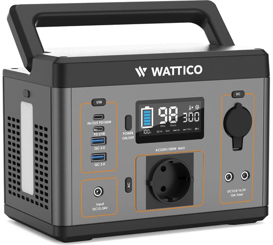 Портативная солнечная электростанция WATTICO комплект Сamp 300 PRO + солнечная батарея 60W 00-00000053 camp_300_60