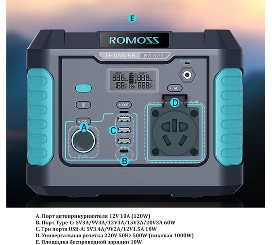 Портативный источник питания Romoss rs500 500500