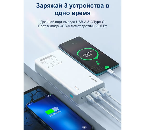 Внешний аккумулятор повербанк Romoss sense 8f 114544