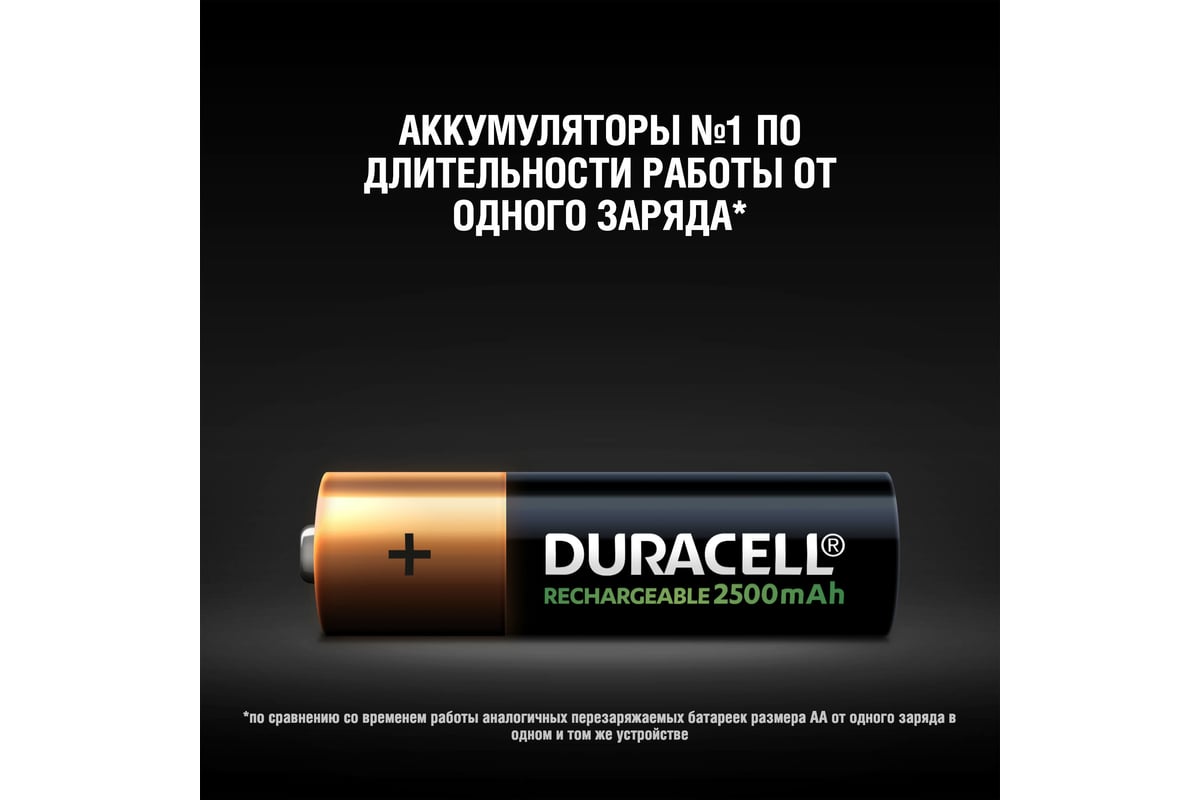 Аккумулятор Duracell размера AA 2500 мАч, 4 шт. Б0014863 - выгодная цена,  отзывы, характеристики, фото - купить в Москве и РФ