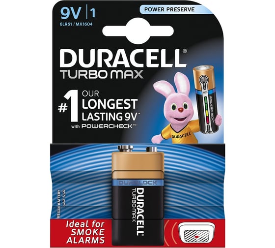 Элемент питания Duracell 6LR61-1BL TURBO 1шт Б0018573