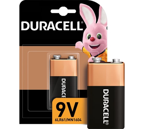 Щелочная батарейка Duracell Basic 6LR61-1BL/6LF22-1BL крона 9V, 1шт 00000754