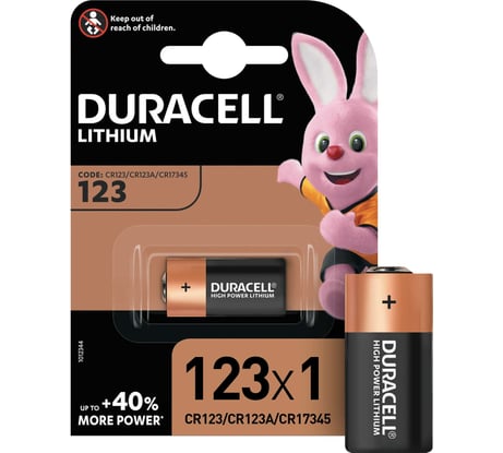 Литиевая батарейка Duracell, High Power CR123 3V 1шт A0001263