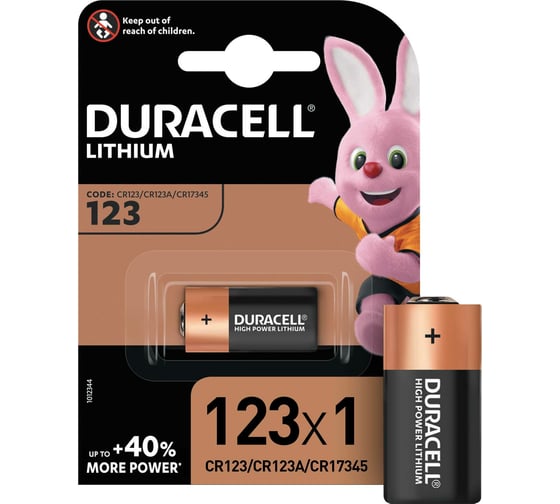 Литиевая батарейка Duracell, High Power CR123 3V 1шт A0001263
