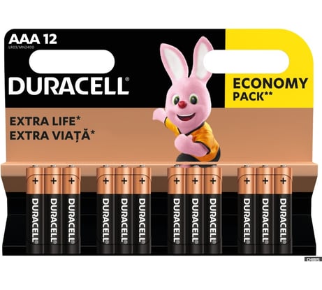 Батарейки щелочные Duracell Basic ААA/LR03 12 шт. блистер Б0014520 RPL00527