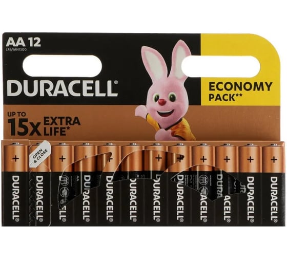 Батарейки щелочные Duracell Basic АА/LR6 12 шт. блистер C0037388 RPL00531