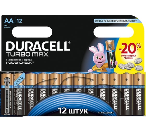 Элемент питания Duracell LR6-12BL TURBO 12шт Б0002029 1