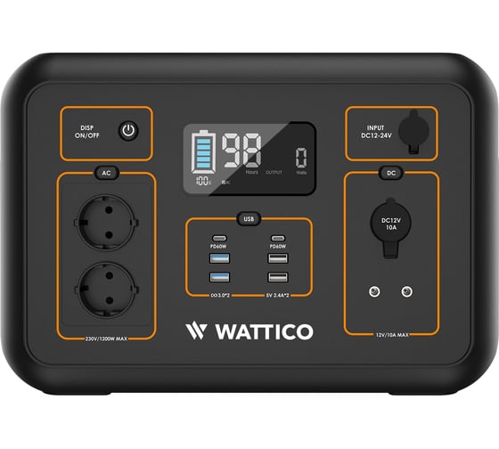 Портативная солнечная электростанция WATTICO комплект Home 1200 + cолнечная батарея 200w 00-00000066