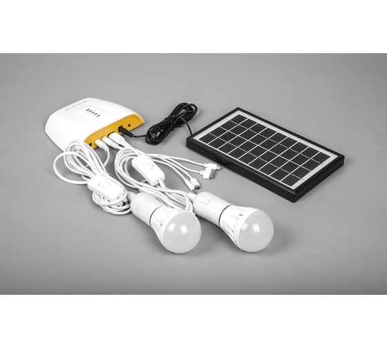 Аккумуляторная солнечная панель Feron PS0401 3W, кабель 3м, 2 лампочки по 1W, USB-кабель 32192