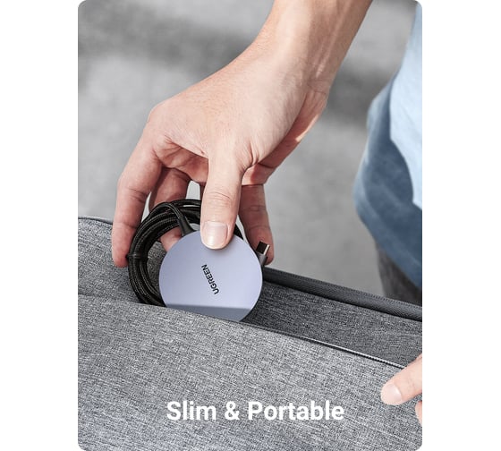 Беспроводное магнитное зарядное устройство Ugreen cd245 (30233) magnetic wireless charger для iphone. мощность 15w max. цвет: серый космос  _ 30233