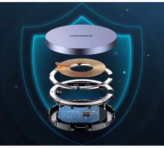 Беспроводное магнитное зарядное устройство Ugreen cd245 (30233) magnetic wireless charger для iphone. мощность 15w max. цвет: серый космос  _ 30233