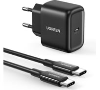 Сетевое зарядное устройство с кабелем Ugreen cd250 (50581) usb-c 25w pd charger + c-c 2m cable eu. цвет: черный 50581_