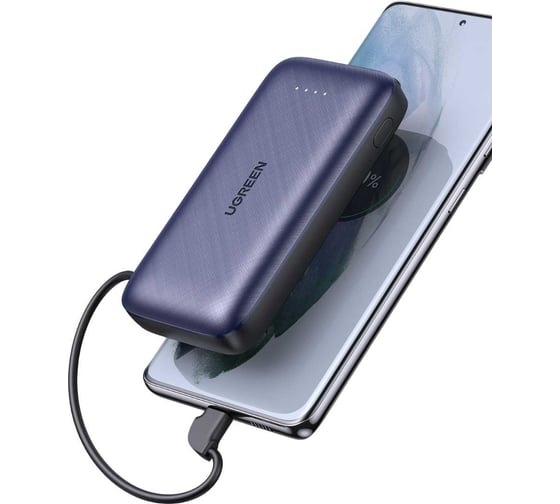Внешний аккумулятор Ugreen pb172 power bank pd 20w 10000mah with type-c cable с кабелем. цвет: синий 80917