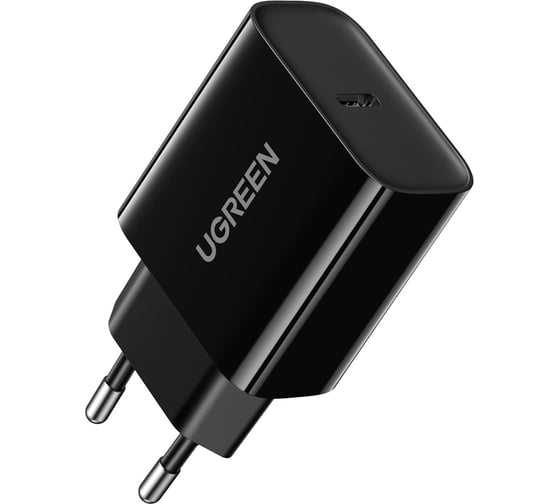 Зарядное устройство Ugreen cd137 (10191) fast charging power adapter with pd 20w eu. цвет: черный _ 10191
