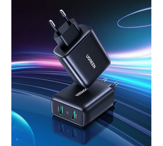 Зарядное устройство Ugreen cd161 (10216) usb-a qc 3.0 36w fast charger eu. цвет: черный 10216_